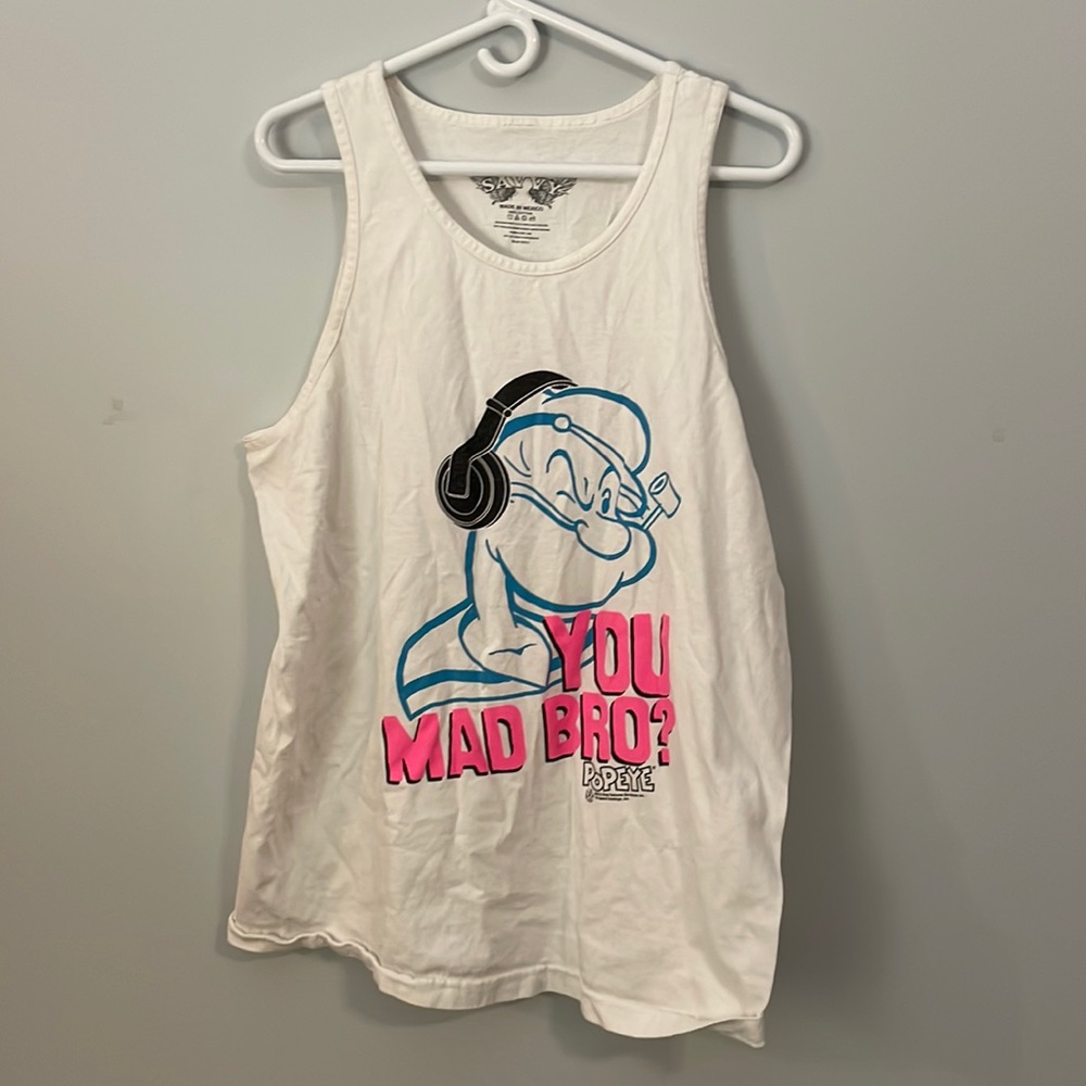 SAVVY Men’s Popeye You Mad Bro? Tank Top Size XL